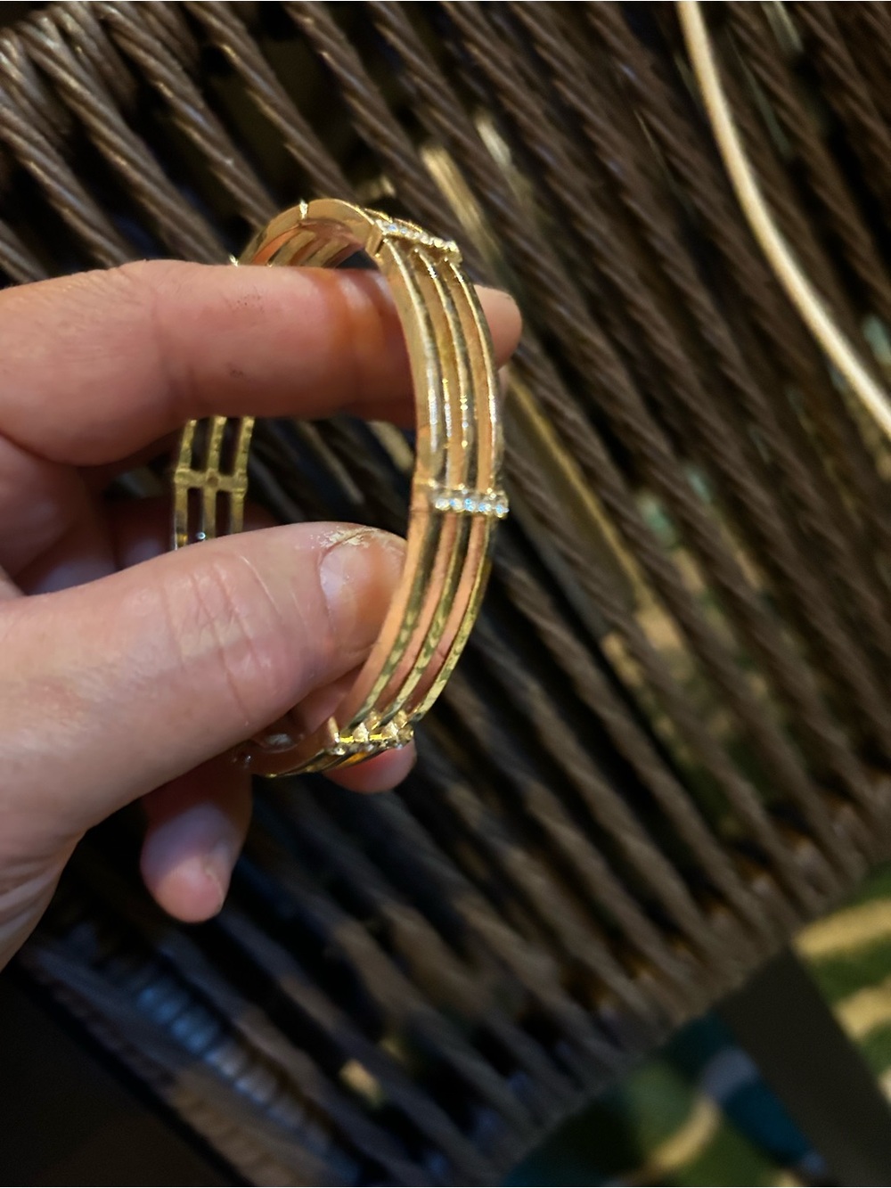 Gold Tone Multi-Row Crystal Accent Cuff Bracelet - Picture 3 of 4